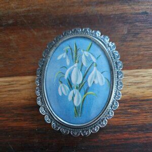 vintage Thomas l mott snowdrop flowers brooch 1950s